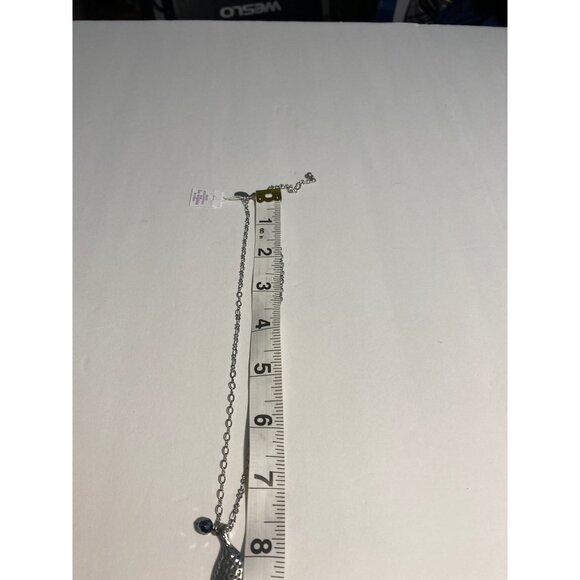 Lia Sophia Fine Art Necklace W/ Shell Pendant & Glass Bead Adjustable Chain Sliv - Picture 4 of 6